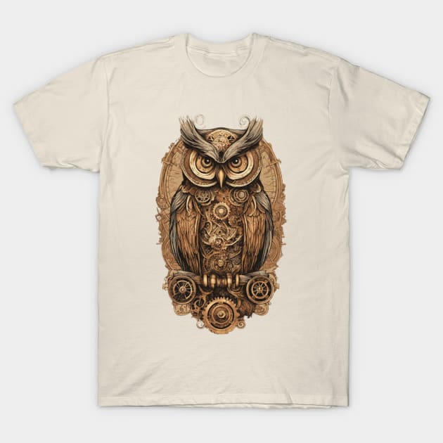 Steampunk Owl T-Shirt by SpottydoggCreatives